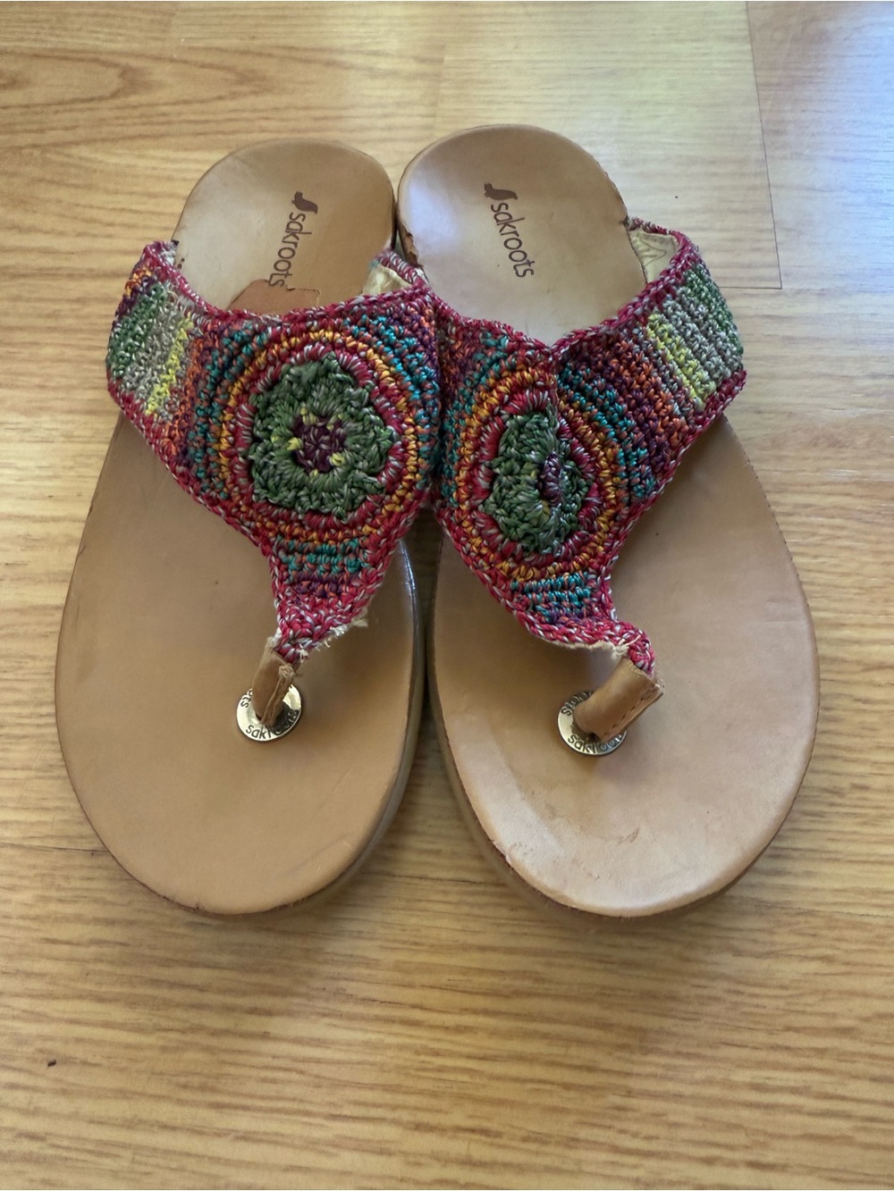 Sakroots Boho Crochet Thong Flip-Flop Sandals Size 8